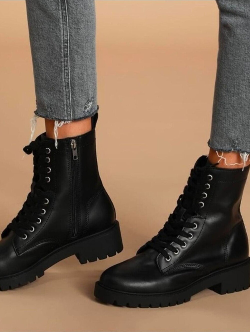 Steve Madden Grunge Black Checker Lace Up Military Inspired Combat Boots 7.5